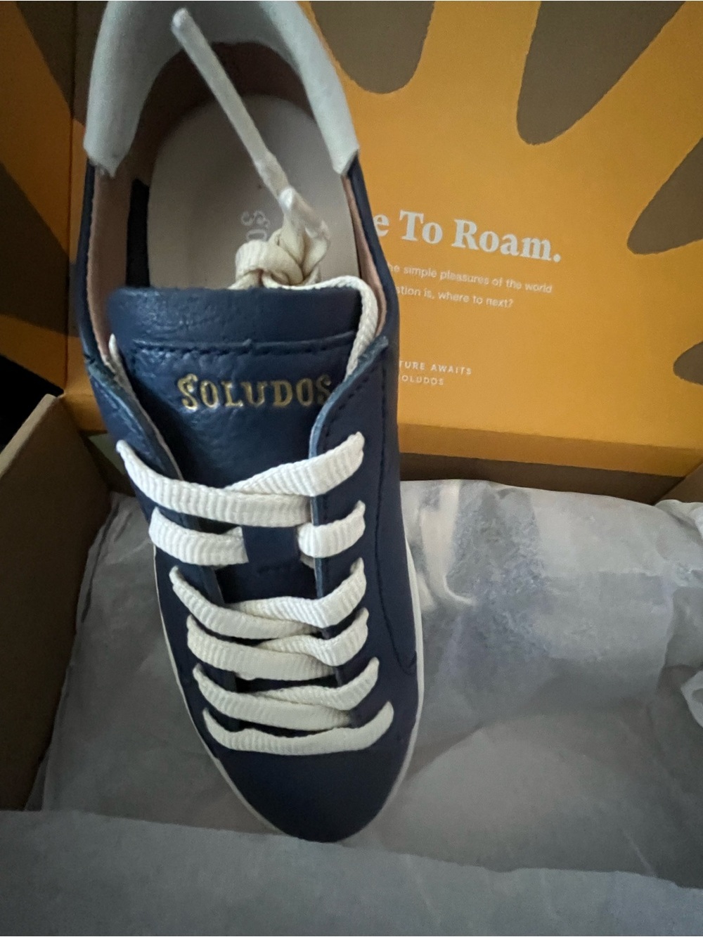 NWT SOLUDOS Women's Leather Ibiza Blue Sneakers - Picture 13 of 15